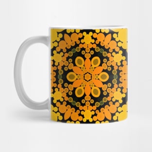 Dot Mandala Flower Orange Yellow Green and Blue Mug